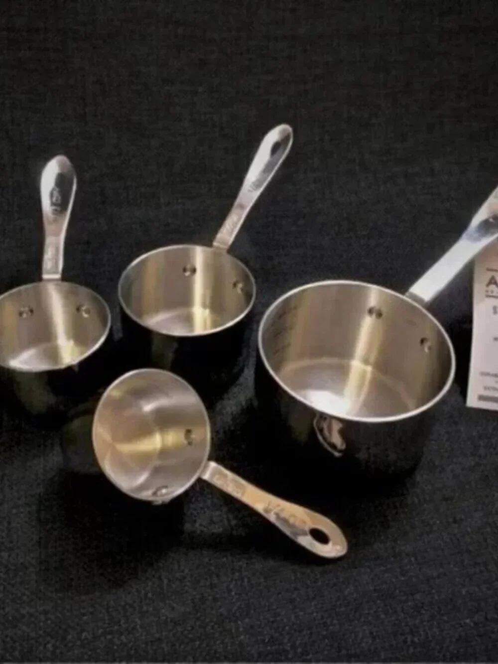 ALL CLAD Heavy Gauge Stainless Steel Measuring Cups w/ 4 Riveted Handles